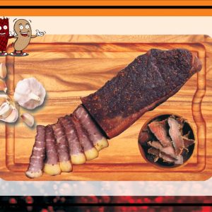 Buy Fatty Garlic Biltong online – high-fat, high-protein, keto-friendly beef snack with bold garlic flavour.