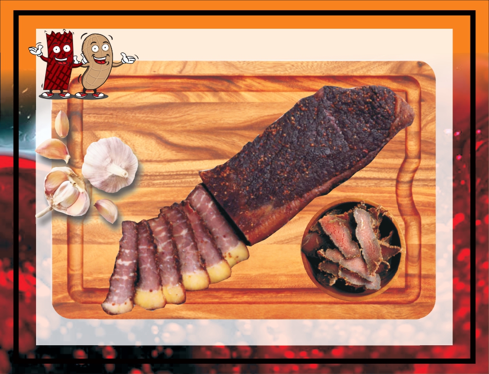 Buy Fatty Garlic Biltong online – high-fat, high-protein, keto-friendly beef snack with bold garlic flavour.