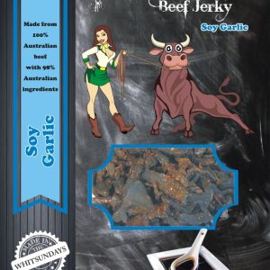 Soy Garlic 200g Buy Done Mooin Soy Garlic Jerky – savoury Australian beef jerky with rich soy and garlic marinade.